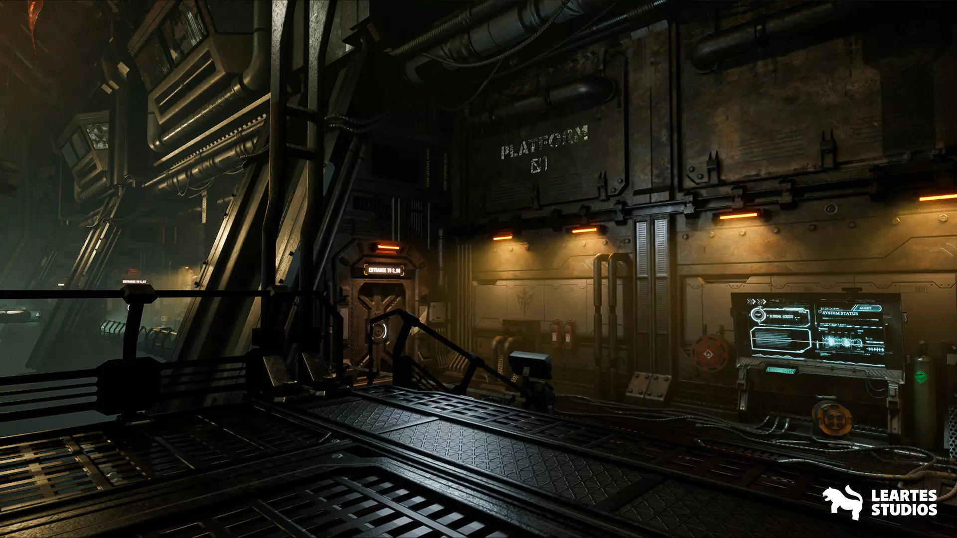 Sci-Fi Spaceship Hangar Environment Low-poly 3D model_12