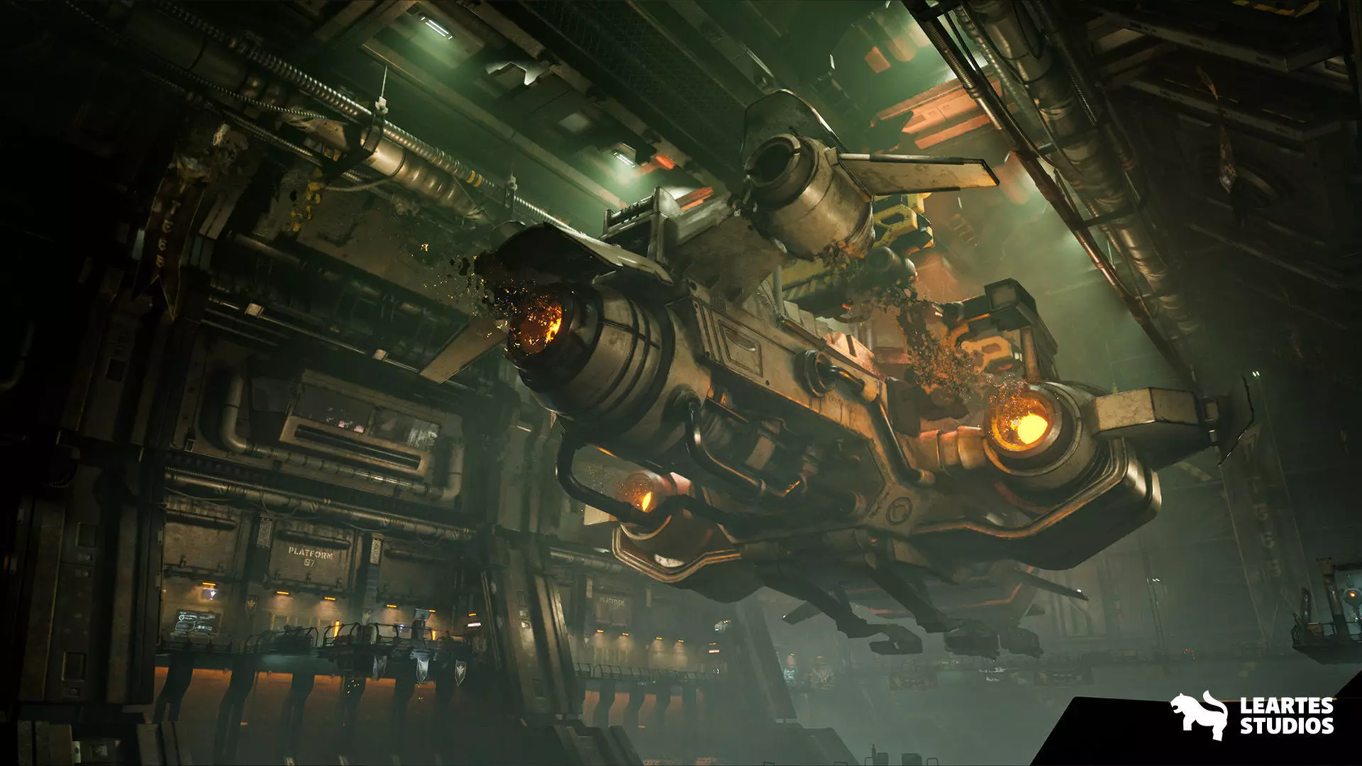 Sci-Fi Spaceship Hangar Environment Low-poly 3D model_6