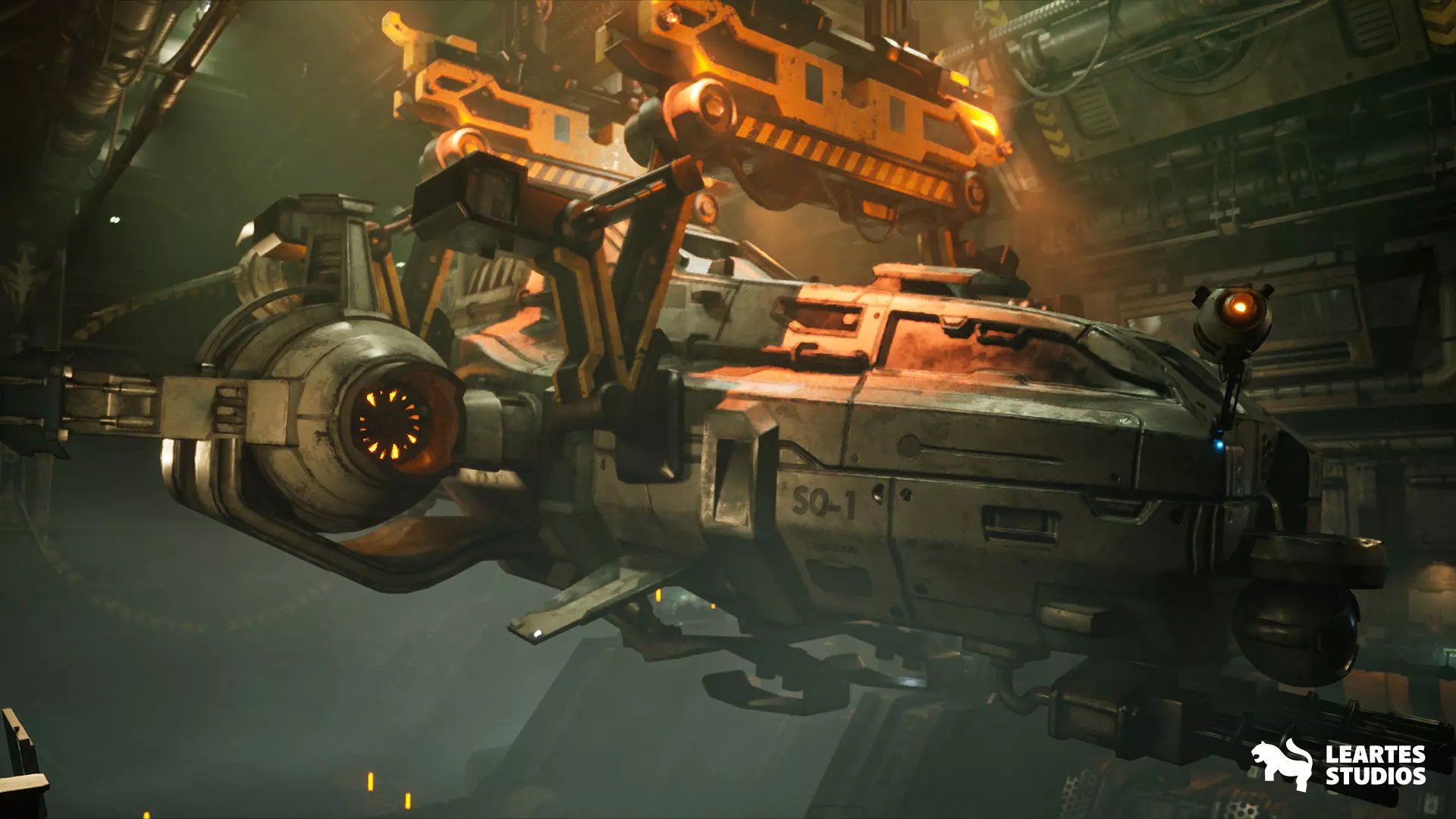 Sci-Fi Spaceship Hangar Environment Low-poly 3D model_11