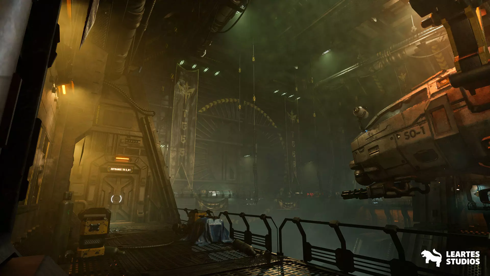 Sci-Fi Spaceship Hangar Environment Low-poly 3D model_10