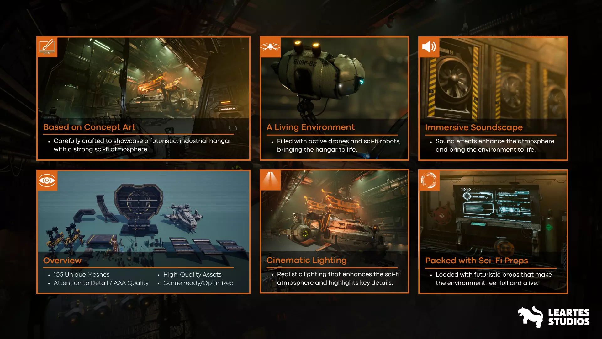 Sci-Fi Spaceship Hangar Environment Low-poly 3D model_2