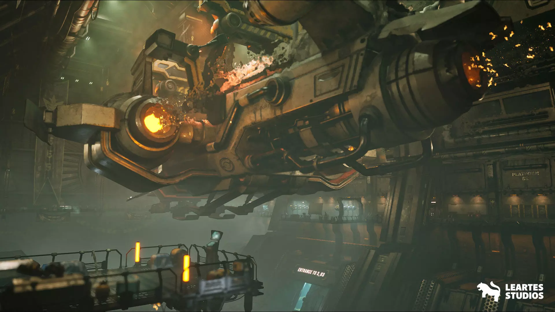 Sci-Fi Spaceship Hangar Environment Low-poly 3D model_25