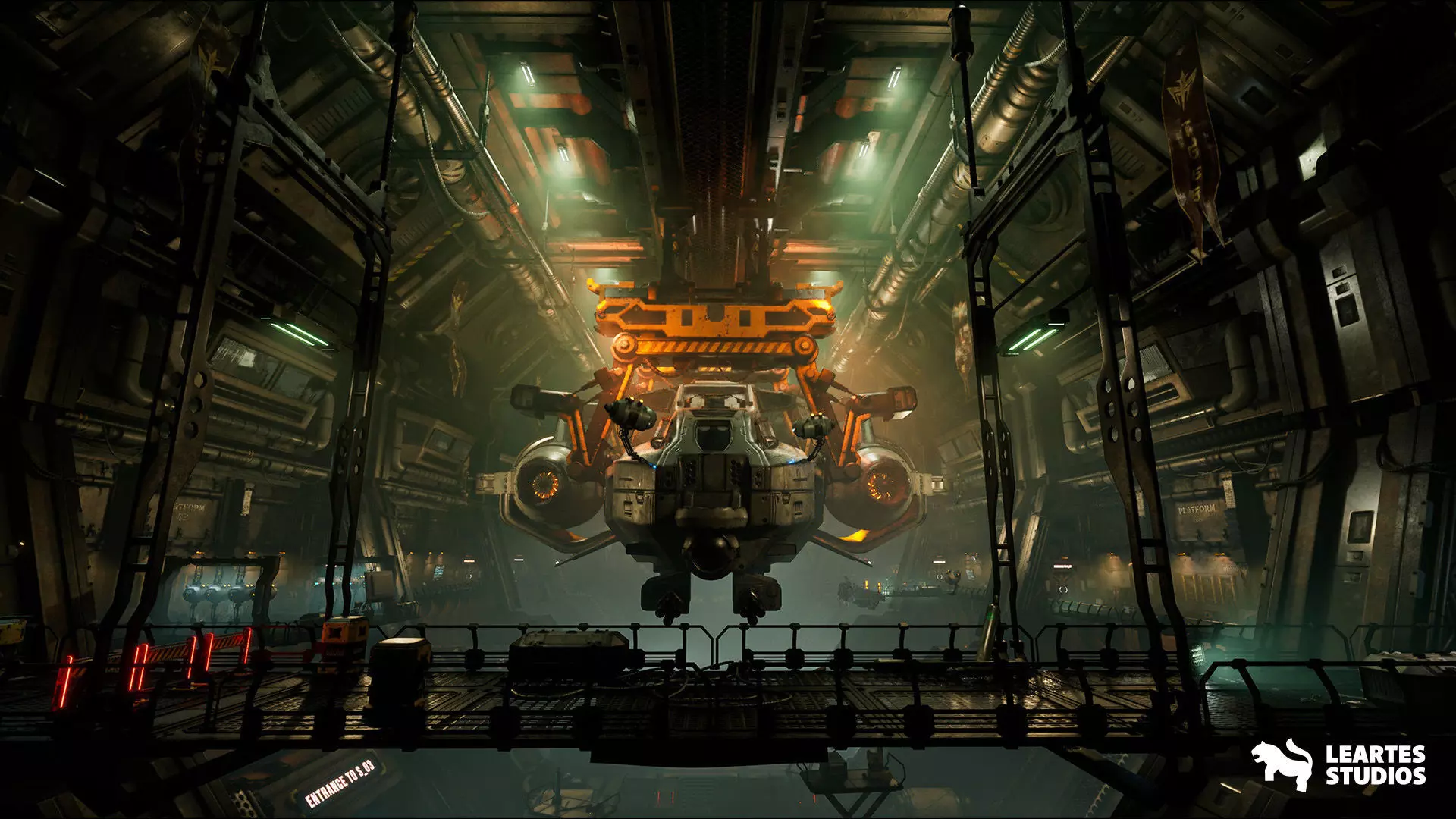 Sci-Fi Spaceship Hangar Environment Low-poly 3D model_7