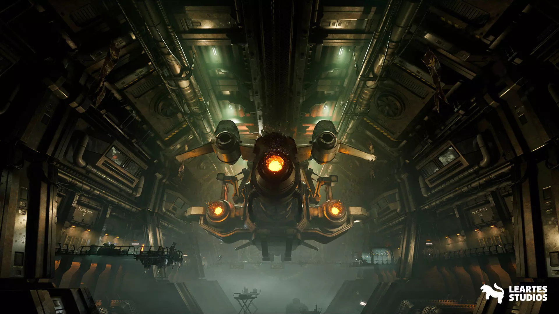 Sci-Fi Spaceship Hangar Environment Low-poly 3D model_3