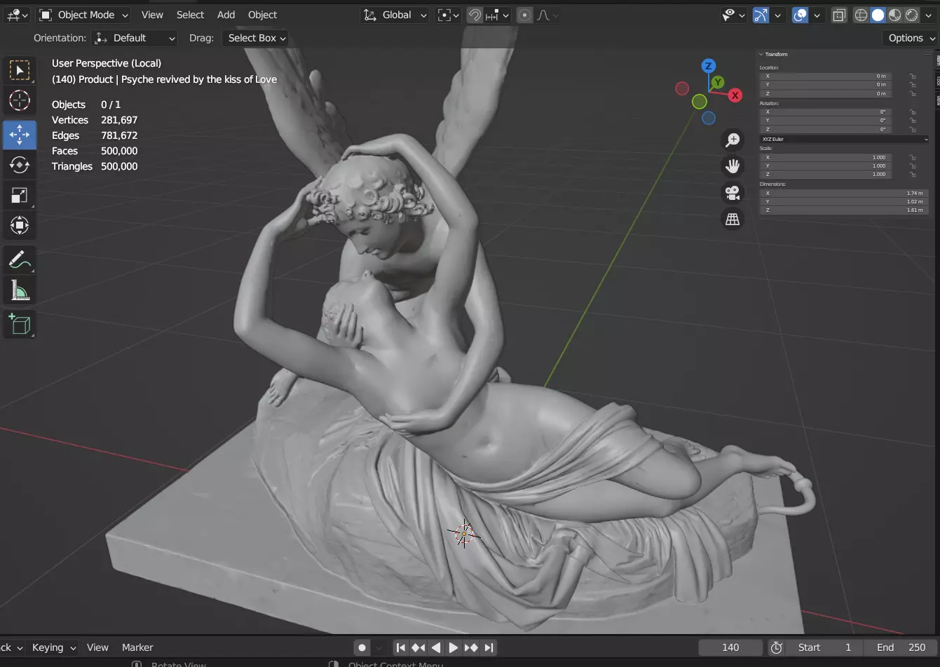 Psyche Revived by the Kiss of Love 3D print model_12