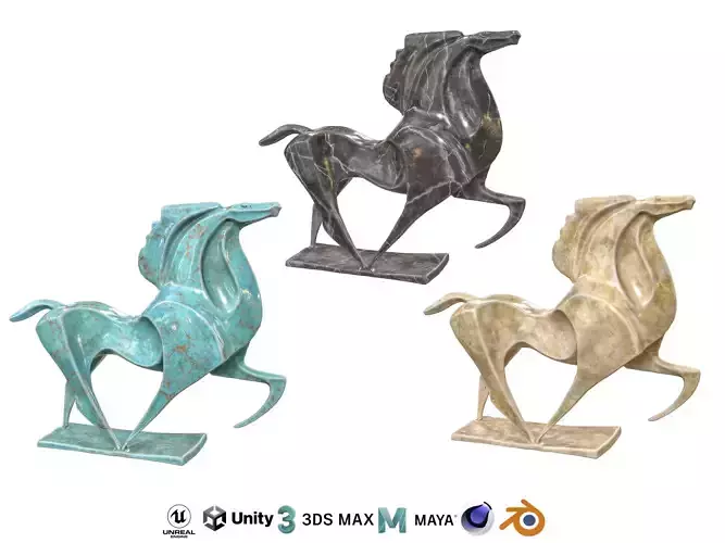 Horse abstract marble statues