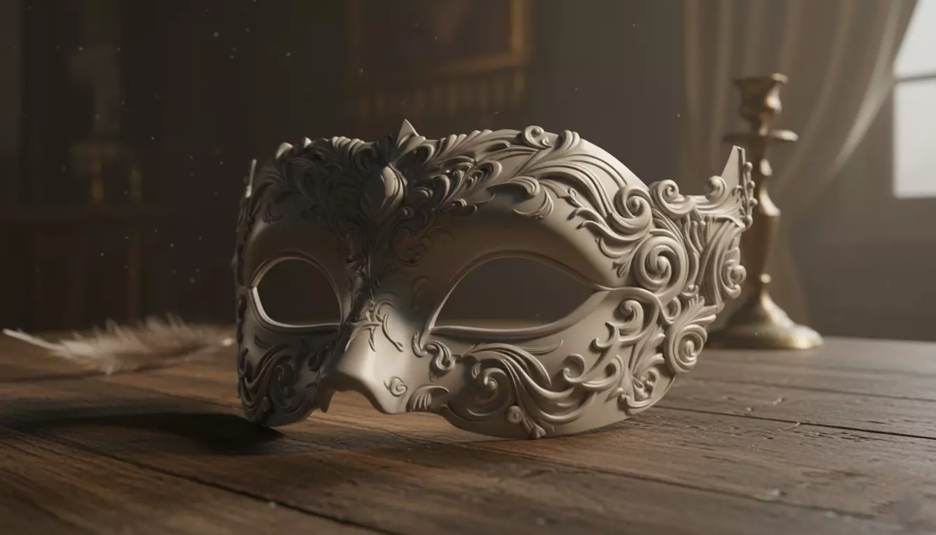 Venetian Masquerade Mask Elegant 3D Printable Party Mask 3D print model_1