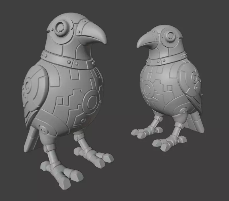 Industrial Bird Sculpture 3D print model_2