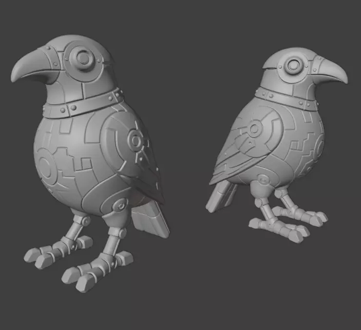 Industrial Bird Sculpture 3D print model_3