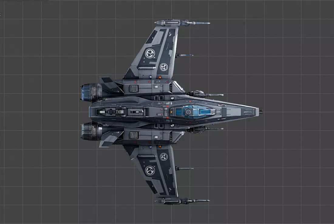 Future Hawk 3D Ship  Low poly Spaceship 3D Model Low-poly 3D model_2