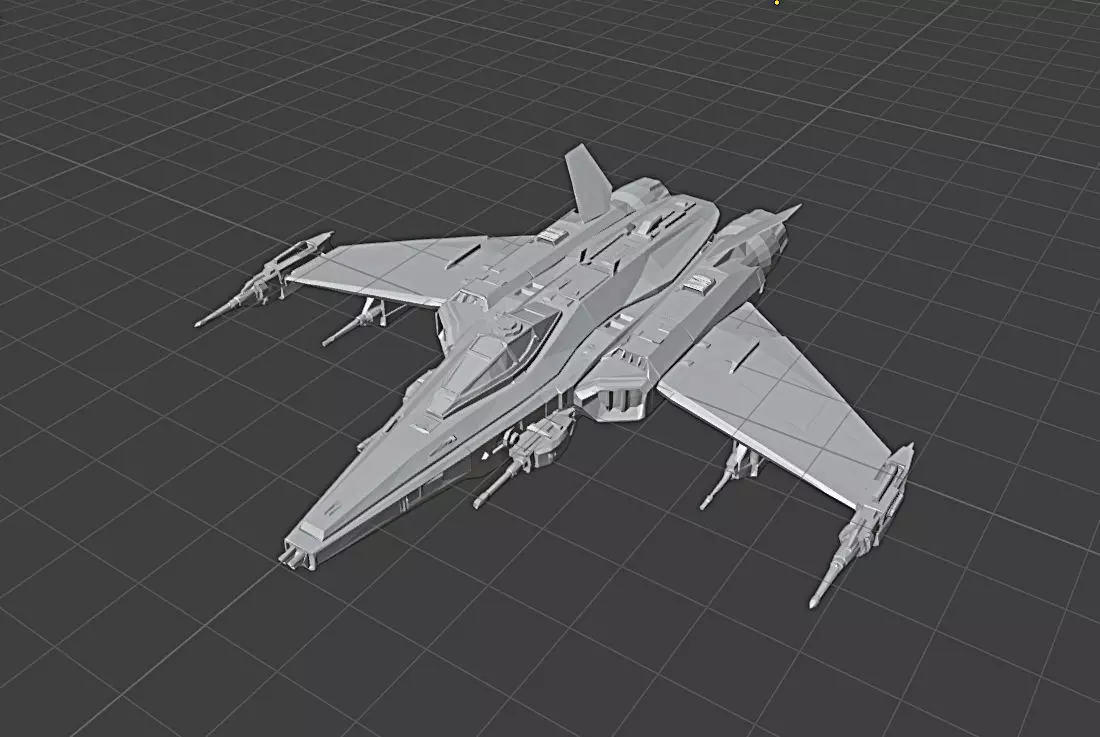 Future Hawk 3D Ship  Low poly Spaceship 3D Model Low-poly 3D model_3