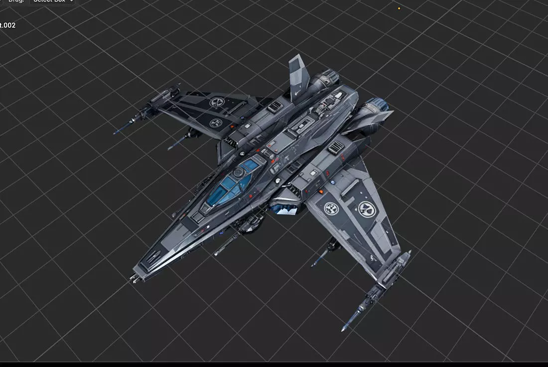 Future Hawk 3D Ship  Low poly Spaceship 3D Model Low-poly 3D model_5