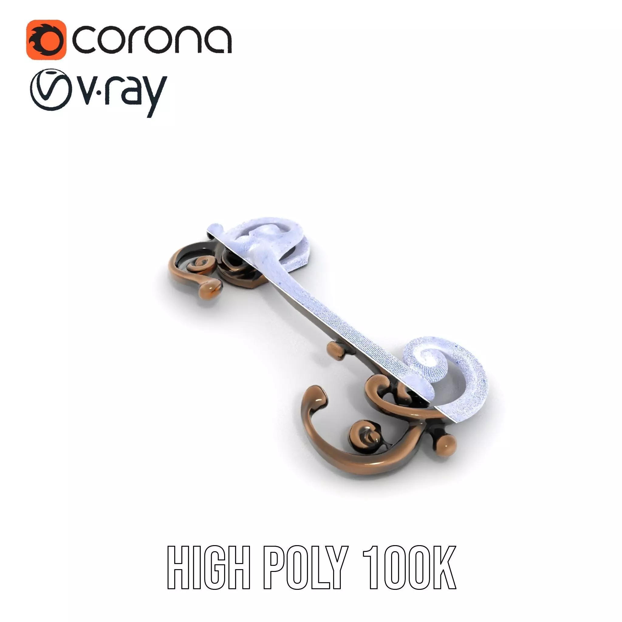 Ornate Bronze Handle model pack Low-poly 3D model_34