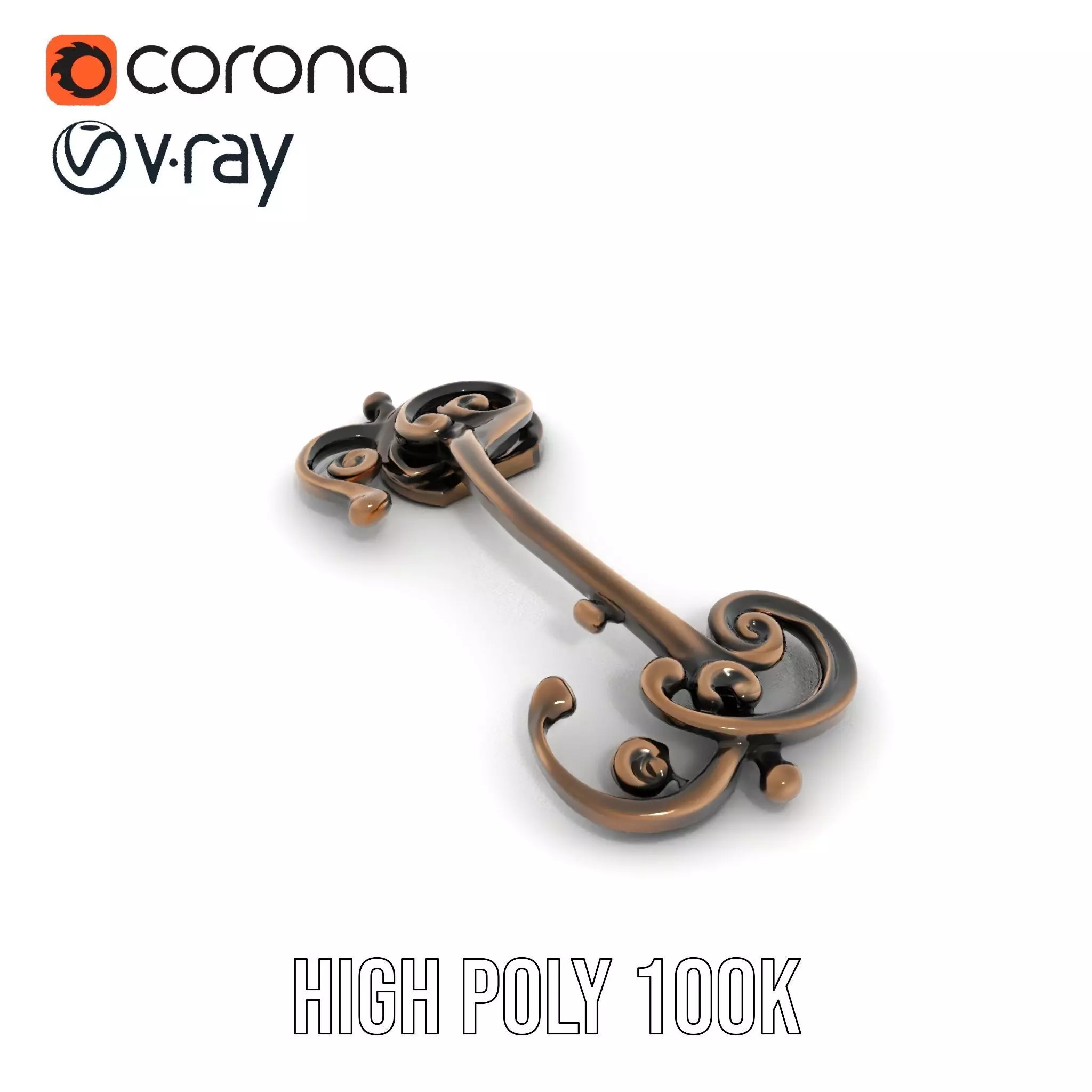 Ornate Bronze Handle model pack Low-poly 3D model_19