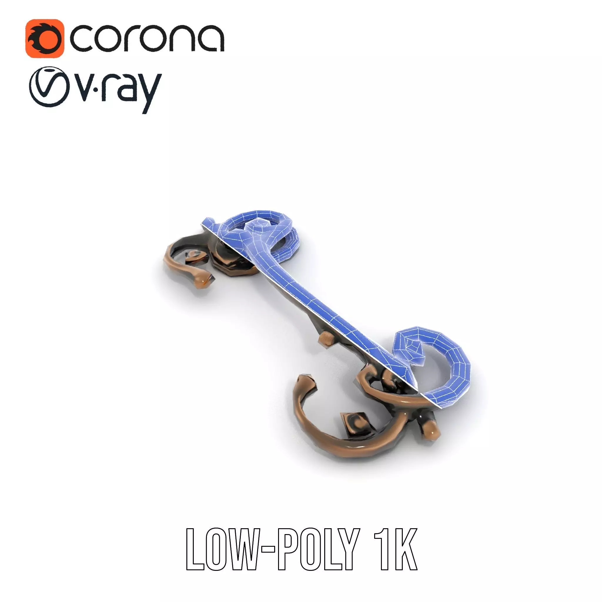 Ornate Bronze Handle model pack Low-poly 3D model_29