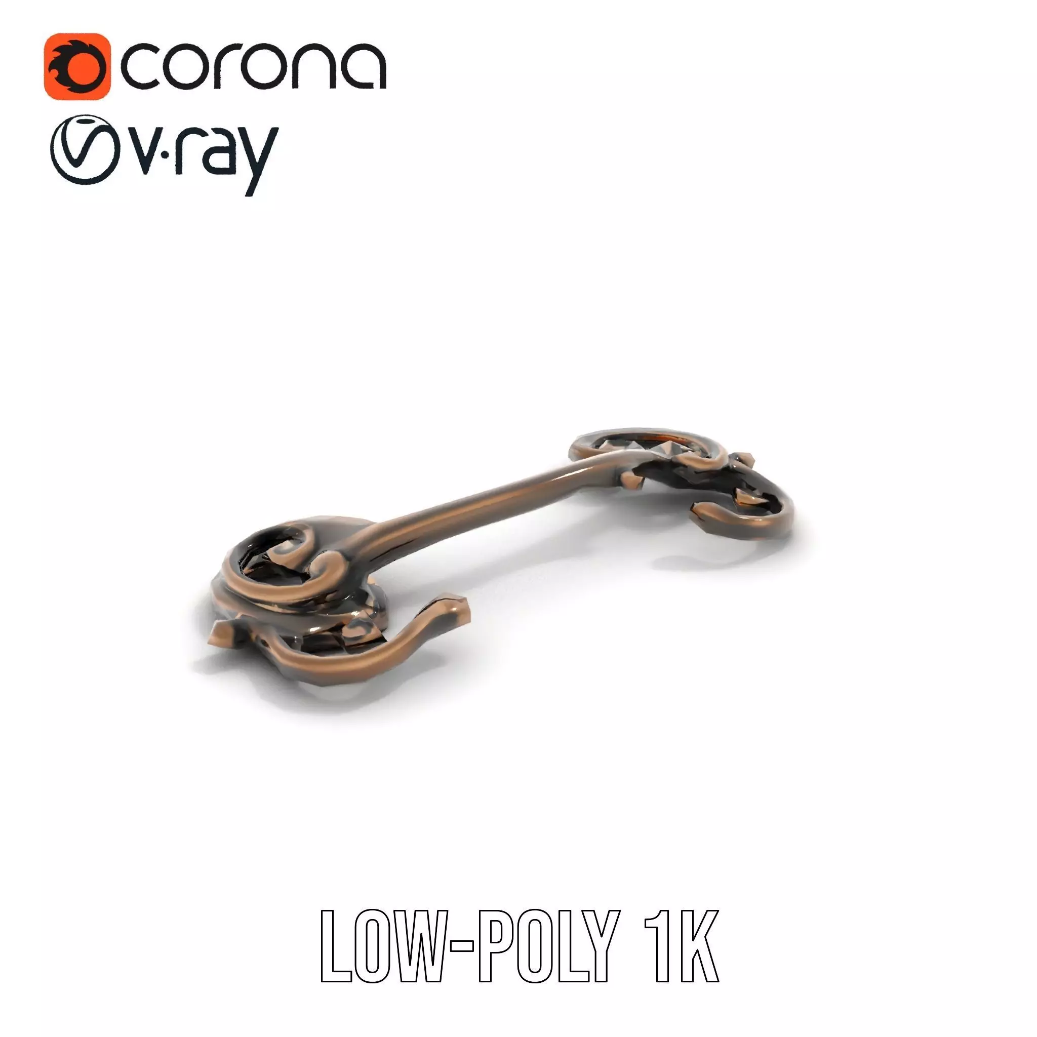 Ornate Bronze Handle model pack Low-poly 3D model_15