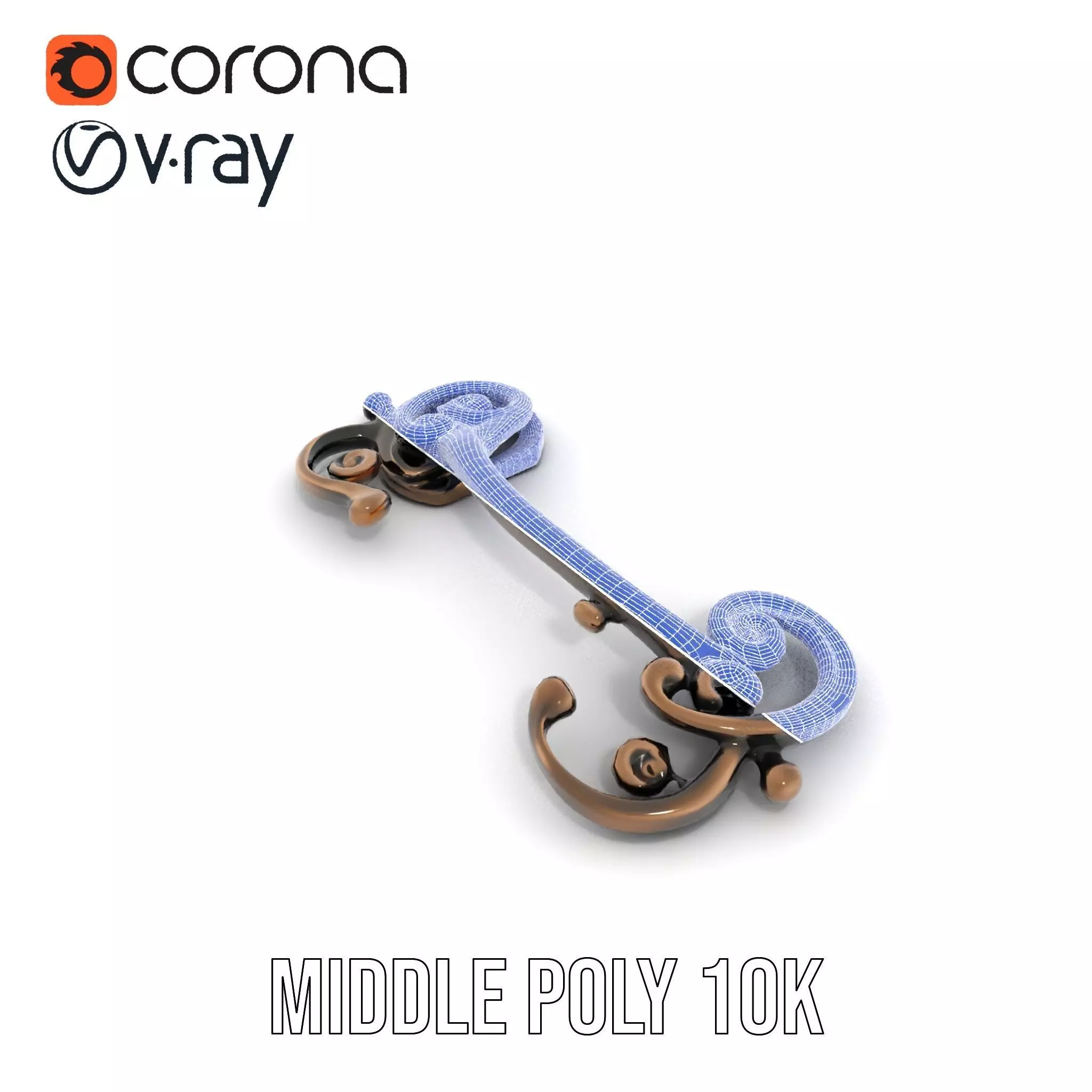 Ornate Bronze Handle model pack Low-poly 3D model_25