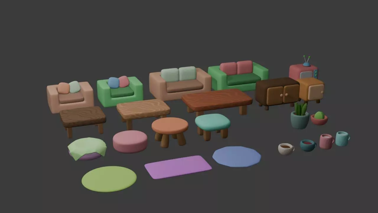Fantasy Furniture pack 3D model_3