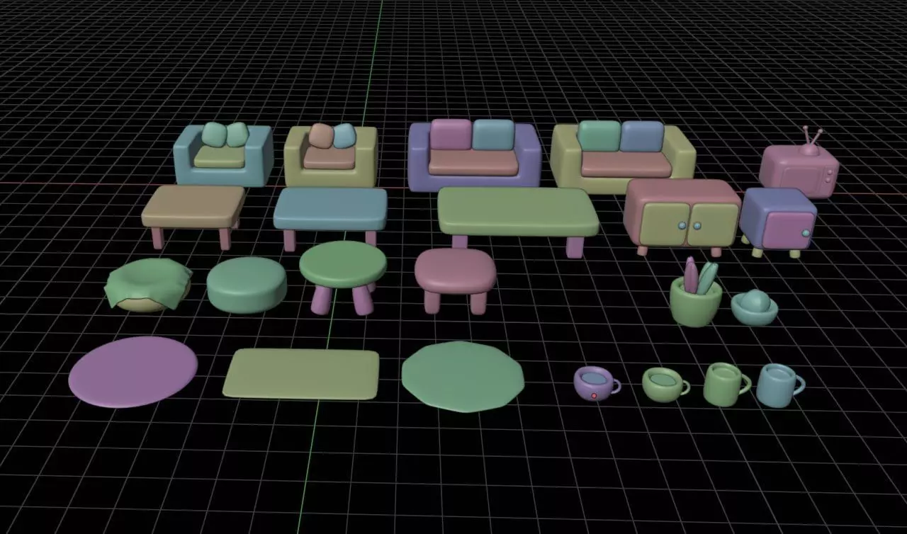 Fantasy Furniture pack 3D model_1