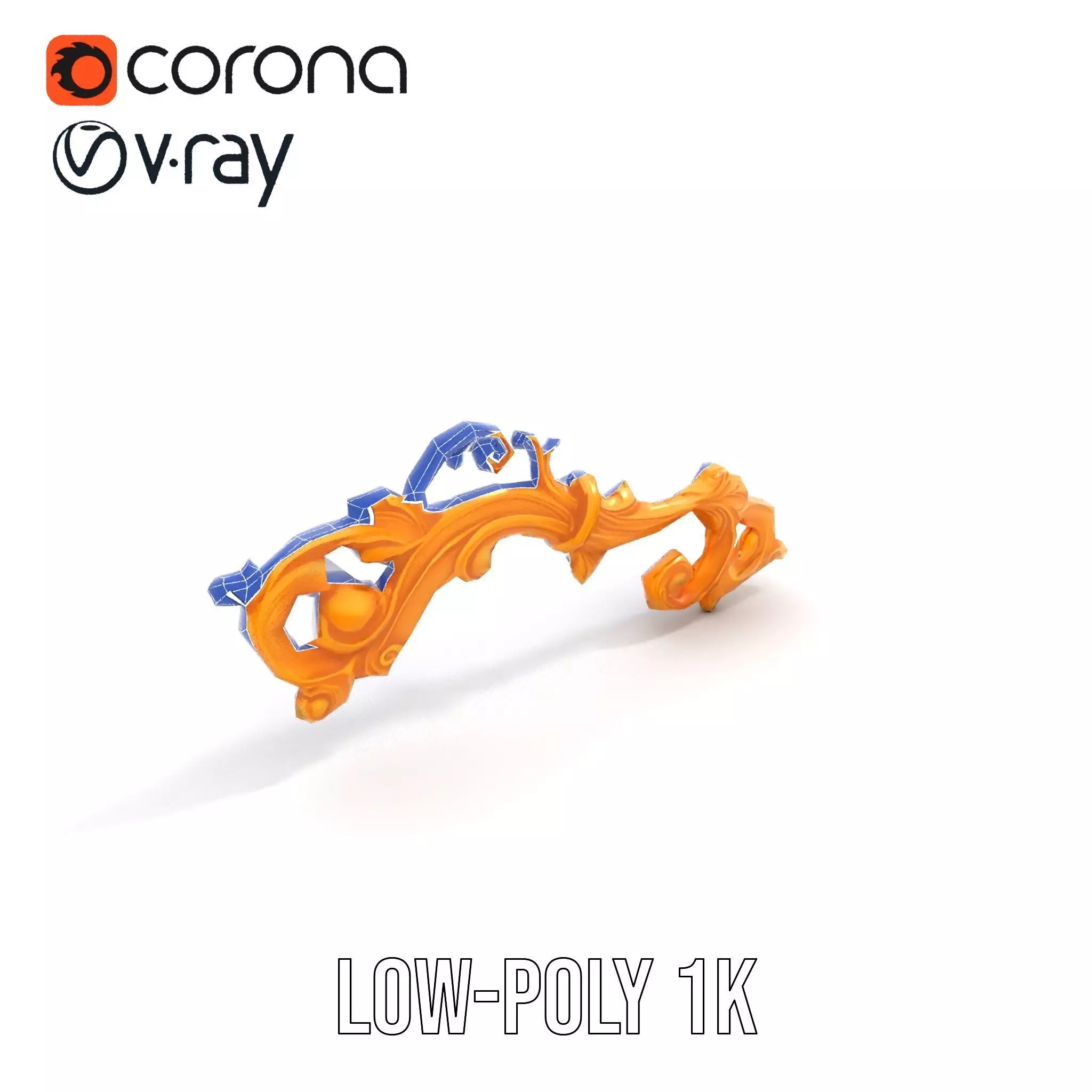 Elegant Gold Ornament model pack Low-poly 3D model_28