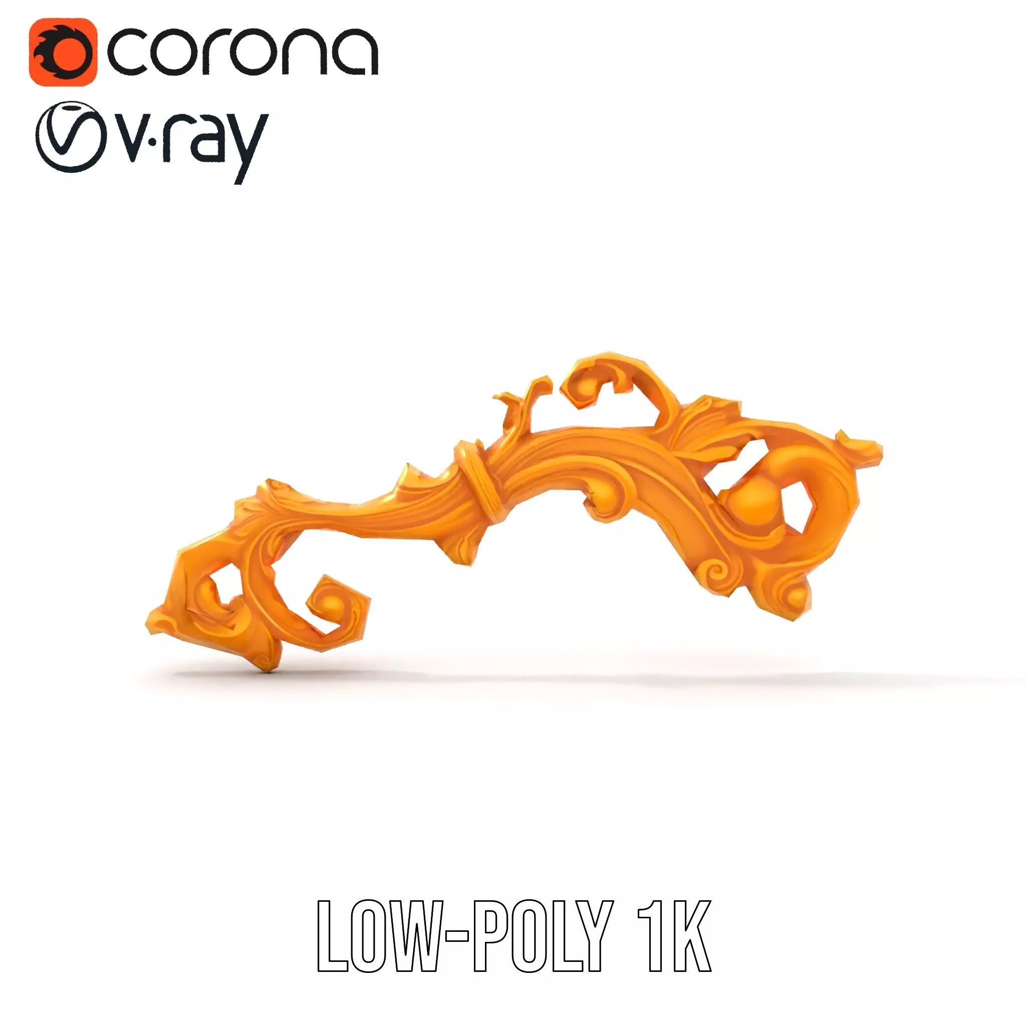 Elegant Gold Ornament model pack Low-poly 3D model_8