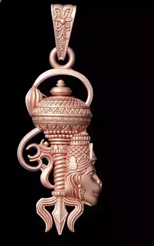 Hanuman Gada Mace Gold Pendant