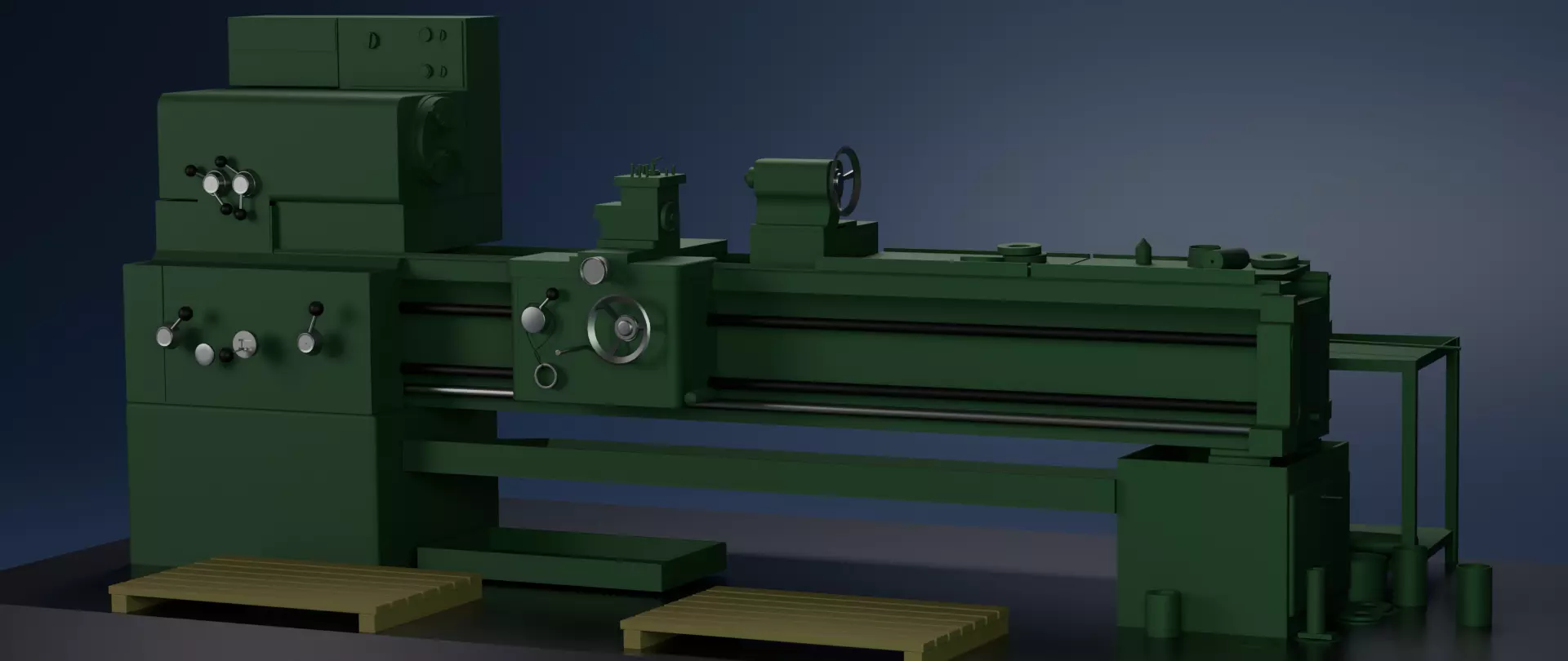 Industrial Lathe Machine High Quality 3D Model Low-poly 3D model_1