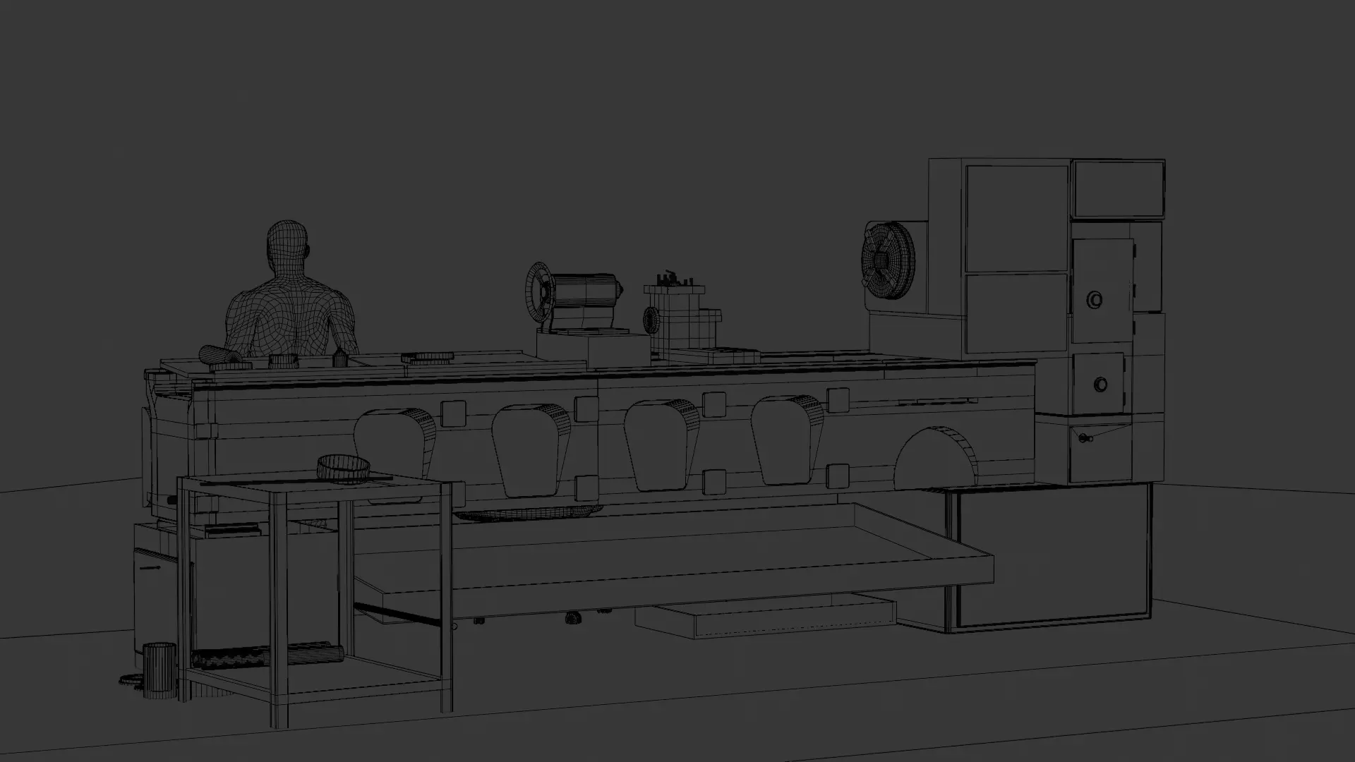 Industrial Lathe Machine High Quality 3D Model Low-poly 3D model_8