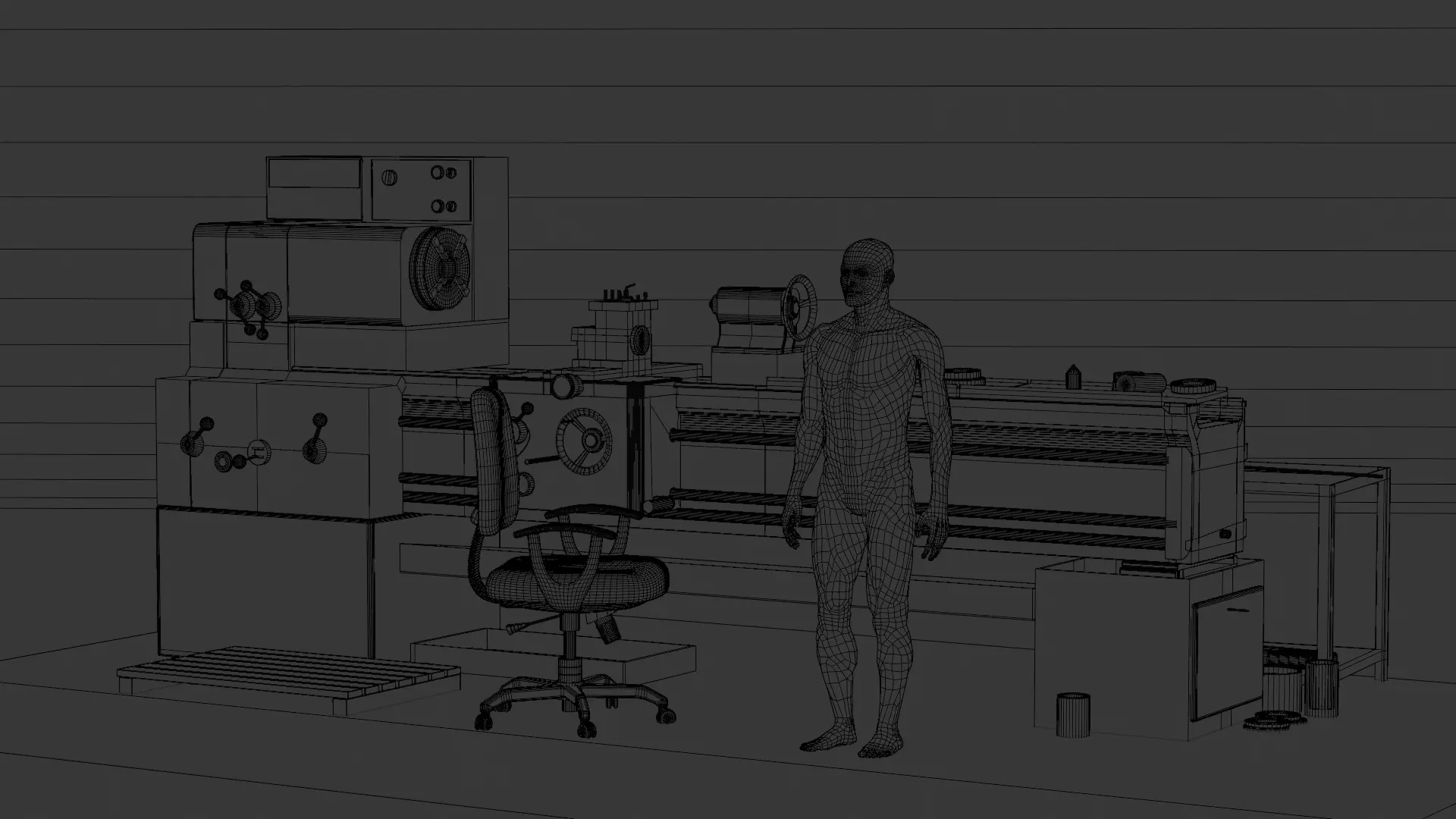 Industrial Lathe Machine High Quality 3D Model Low-poly 3D model_7