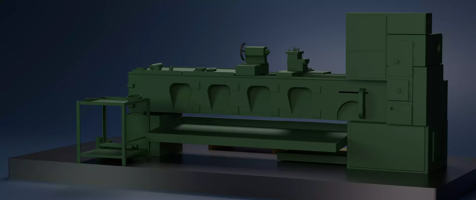 Industrial Lathe Machine High Quality 3D Model Low-poly 3D model_2