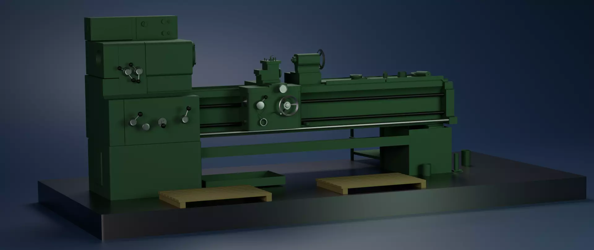 Industrial Lathe Machine High Quality 3D Model Low-poly 3D model_0