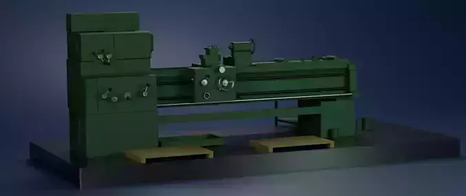 Industrial Lathe Machine High Quality 3D Model