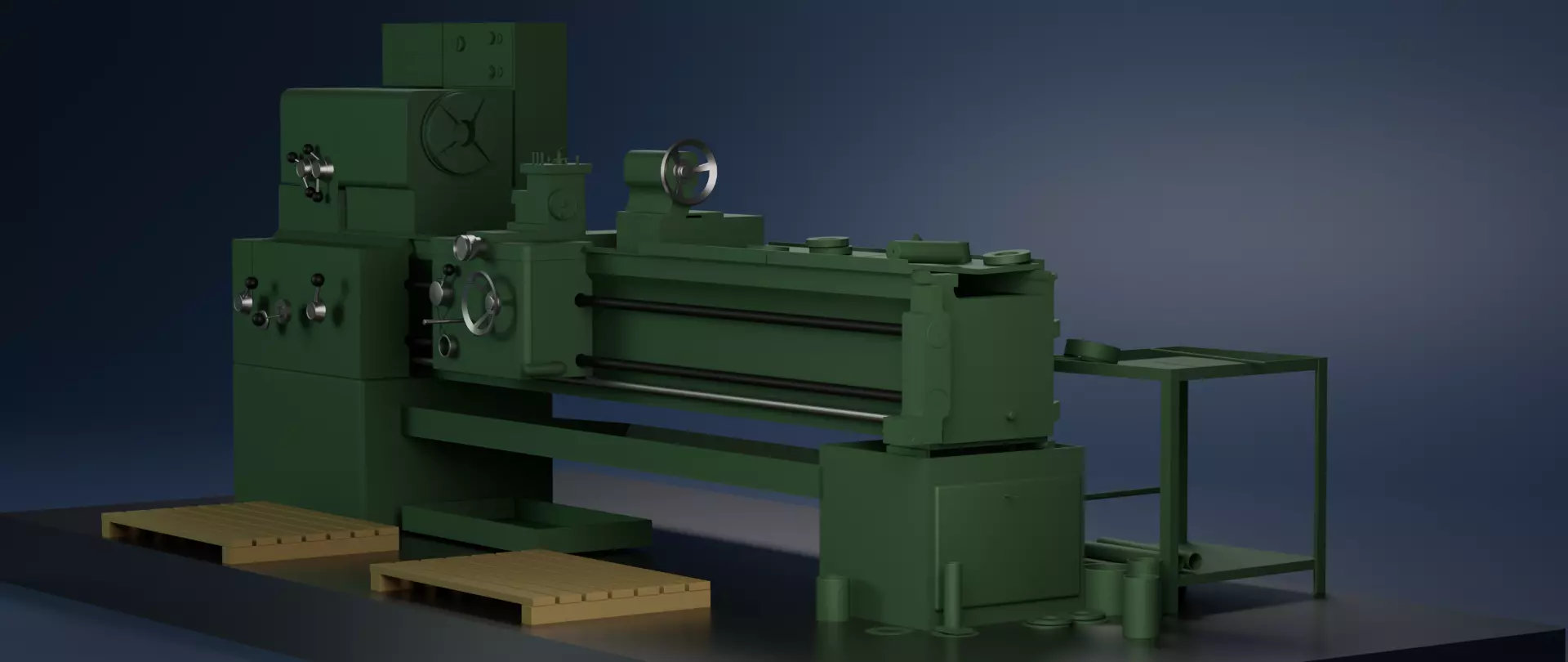 Industrial Lathe Machine High Quality 3D Model Low-poly 3D model_3