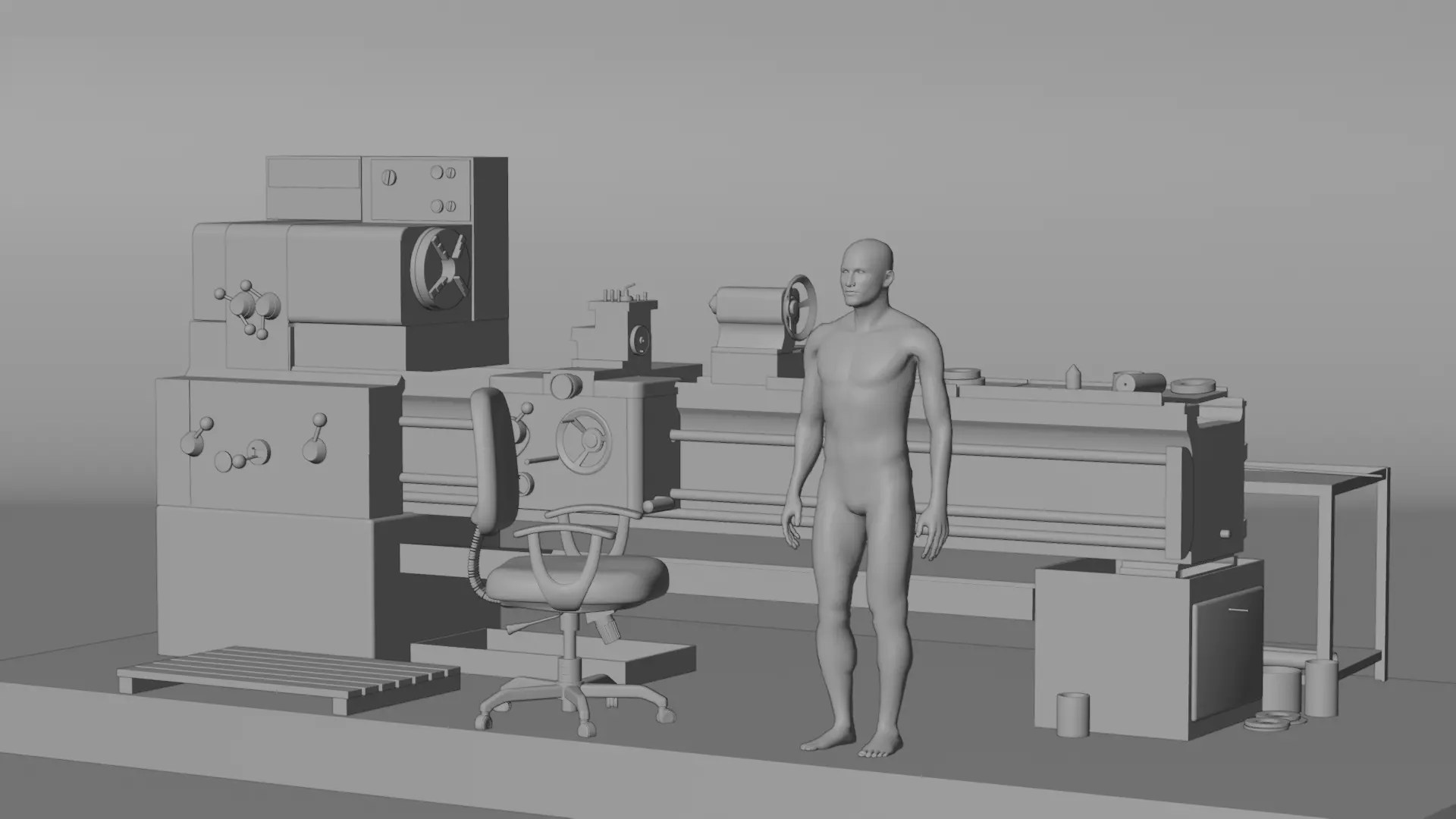 Industrial Lathe Machine High Quality 3D Model Low-poly 3D model_4