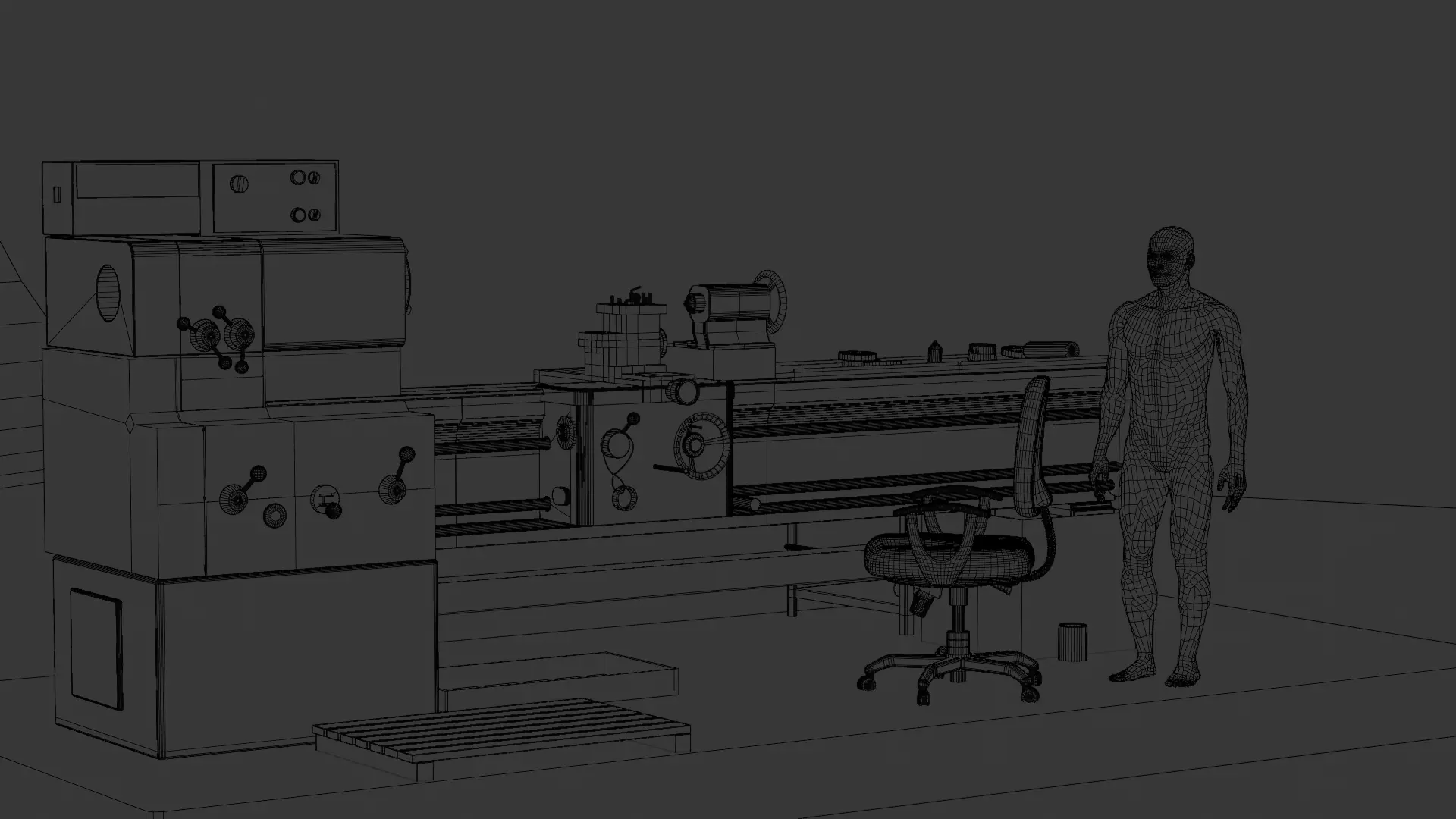 Industrial Lathe Machine High Quality 3D Model Low-poly 3D model_6