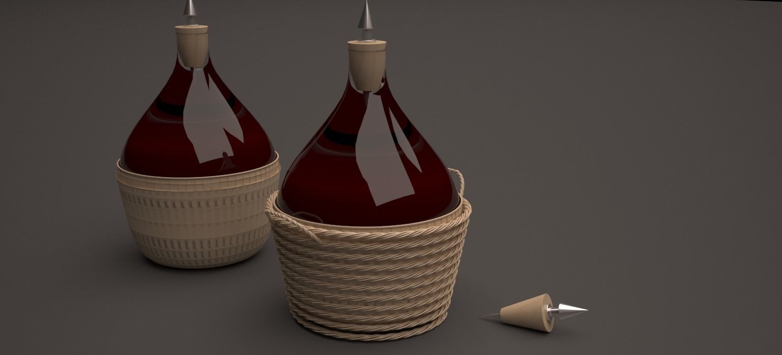 A bottle of wine 3D model_0