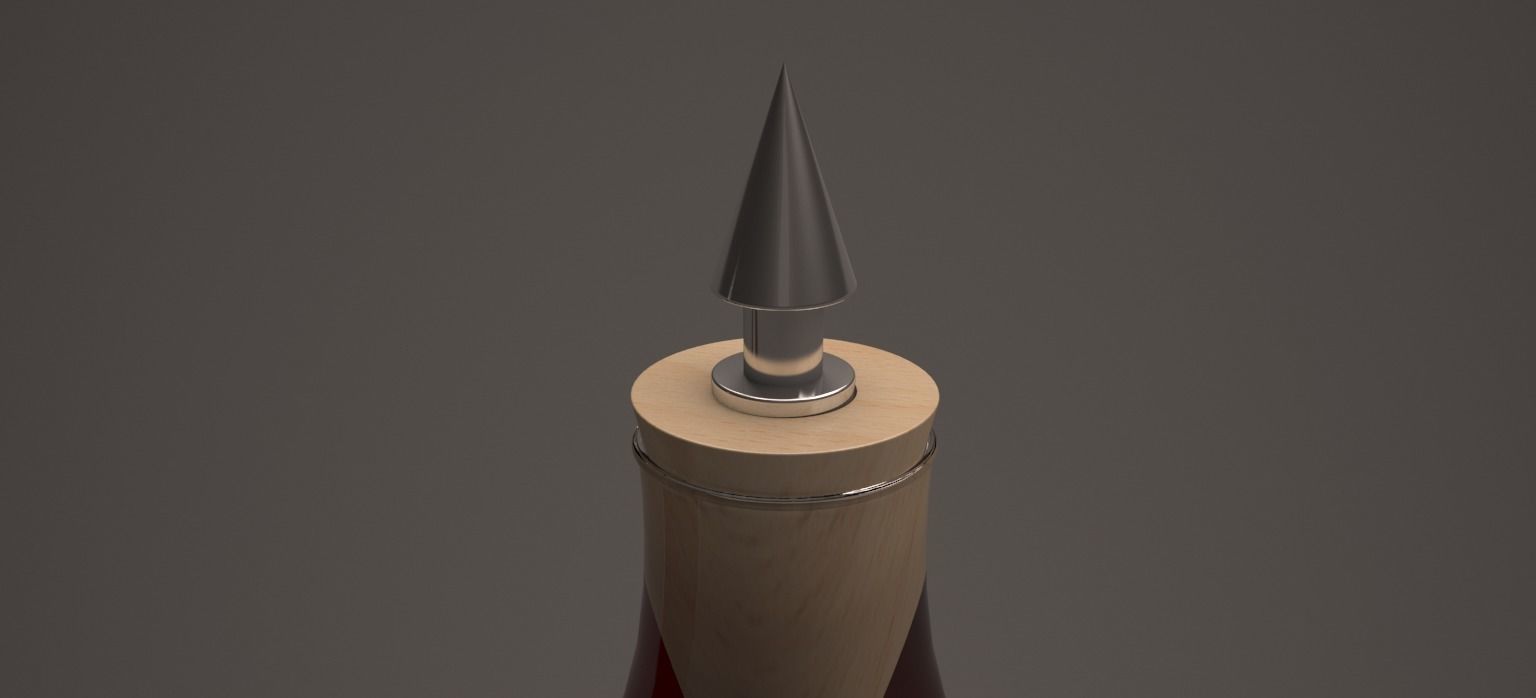 A bottle of wine 3D model_2