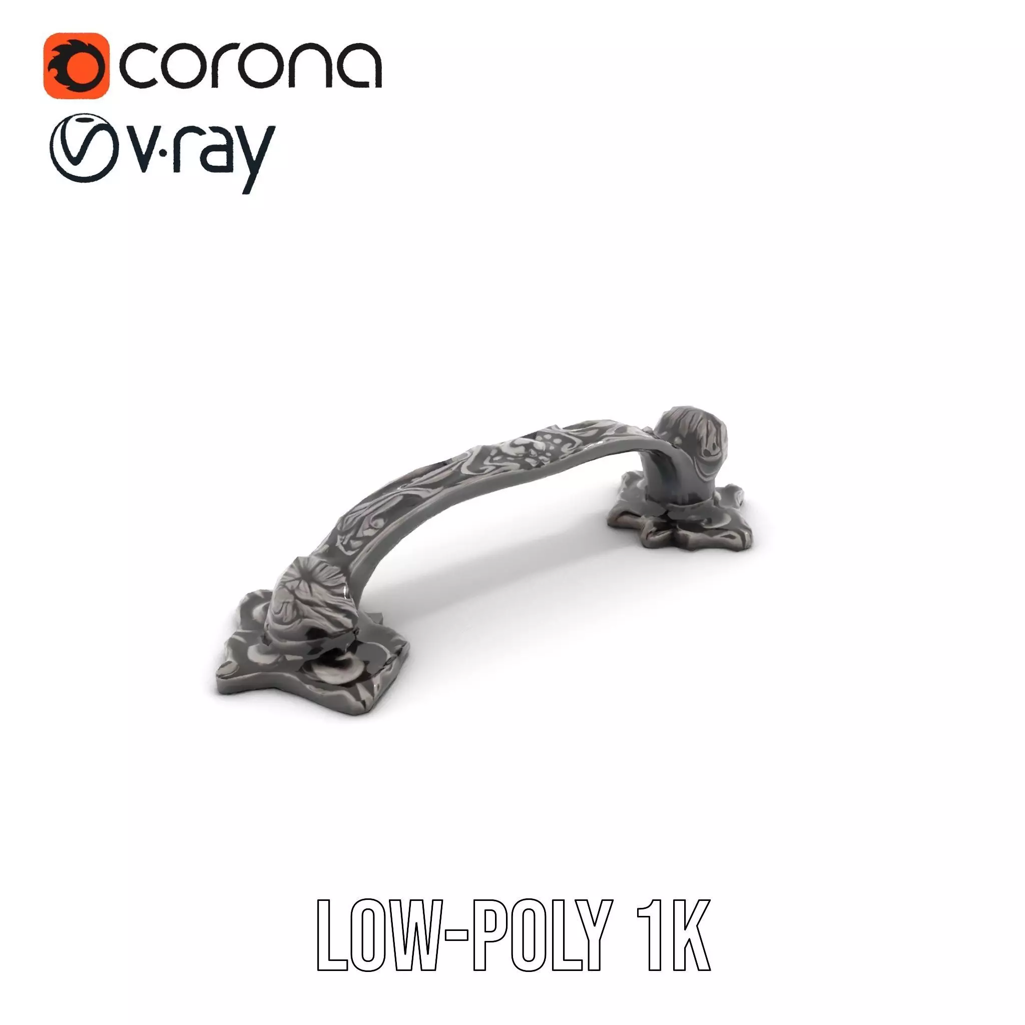 Vintage Ornate Handle model pack Low-poly 3D model_10