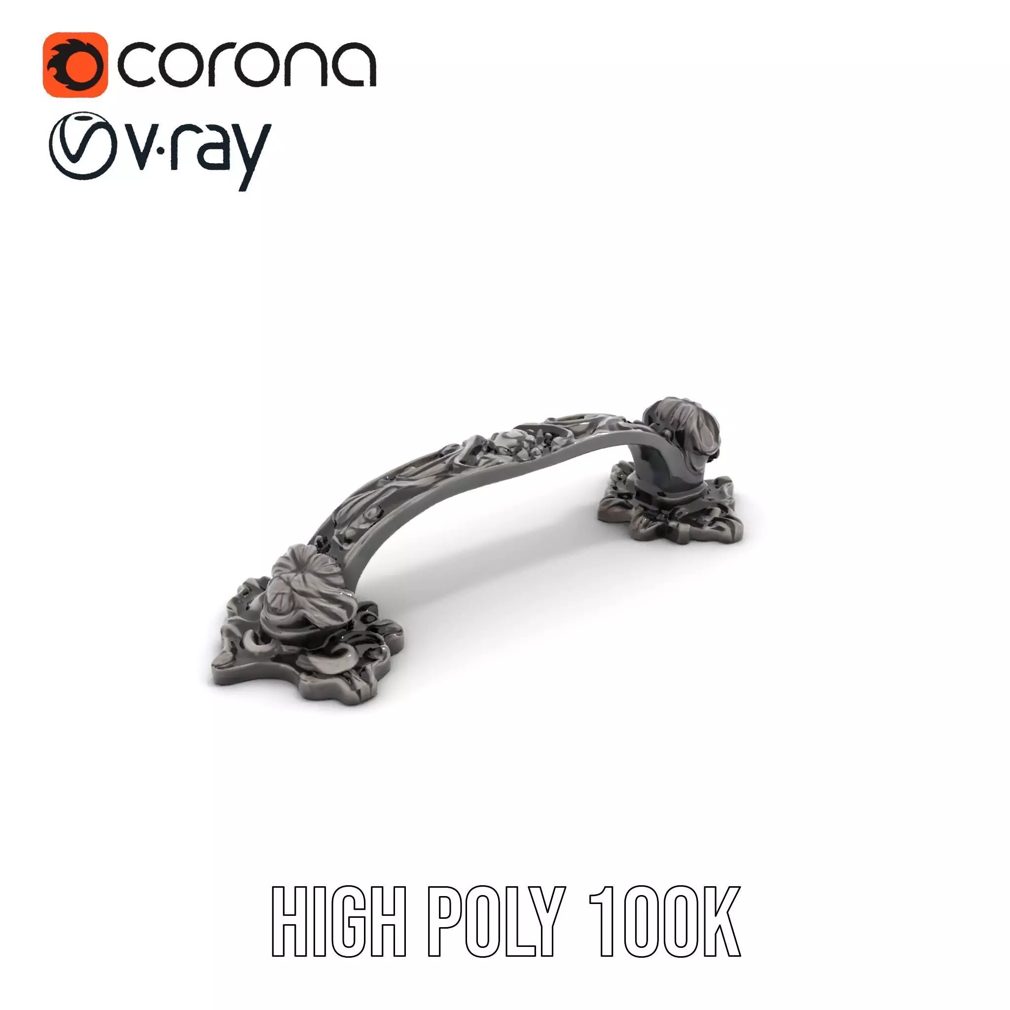 Vintage Ornate Handle model pack Low-poly 3D model_29