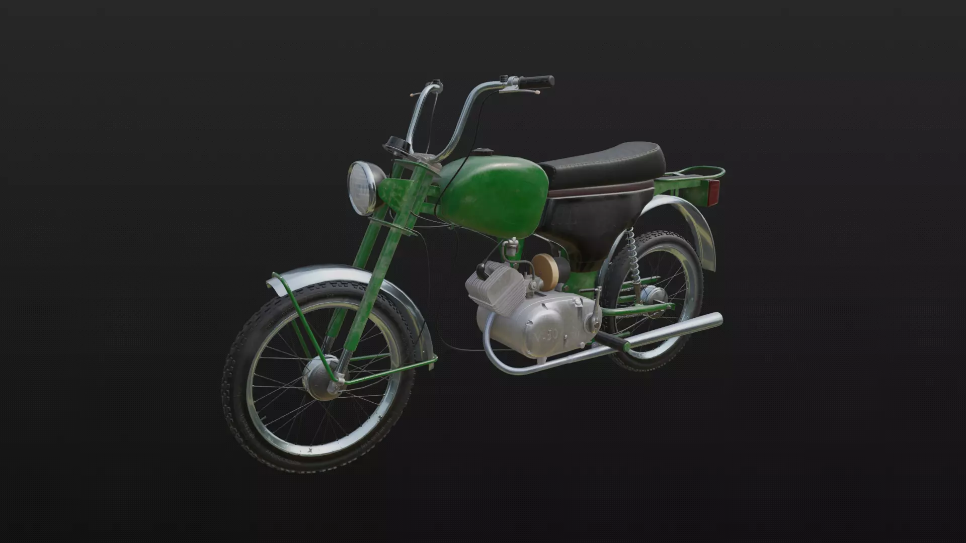 Soviet motorcycle Carpathians-2 Low-poly 3D model_0