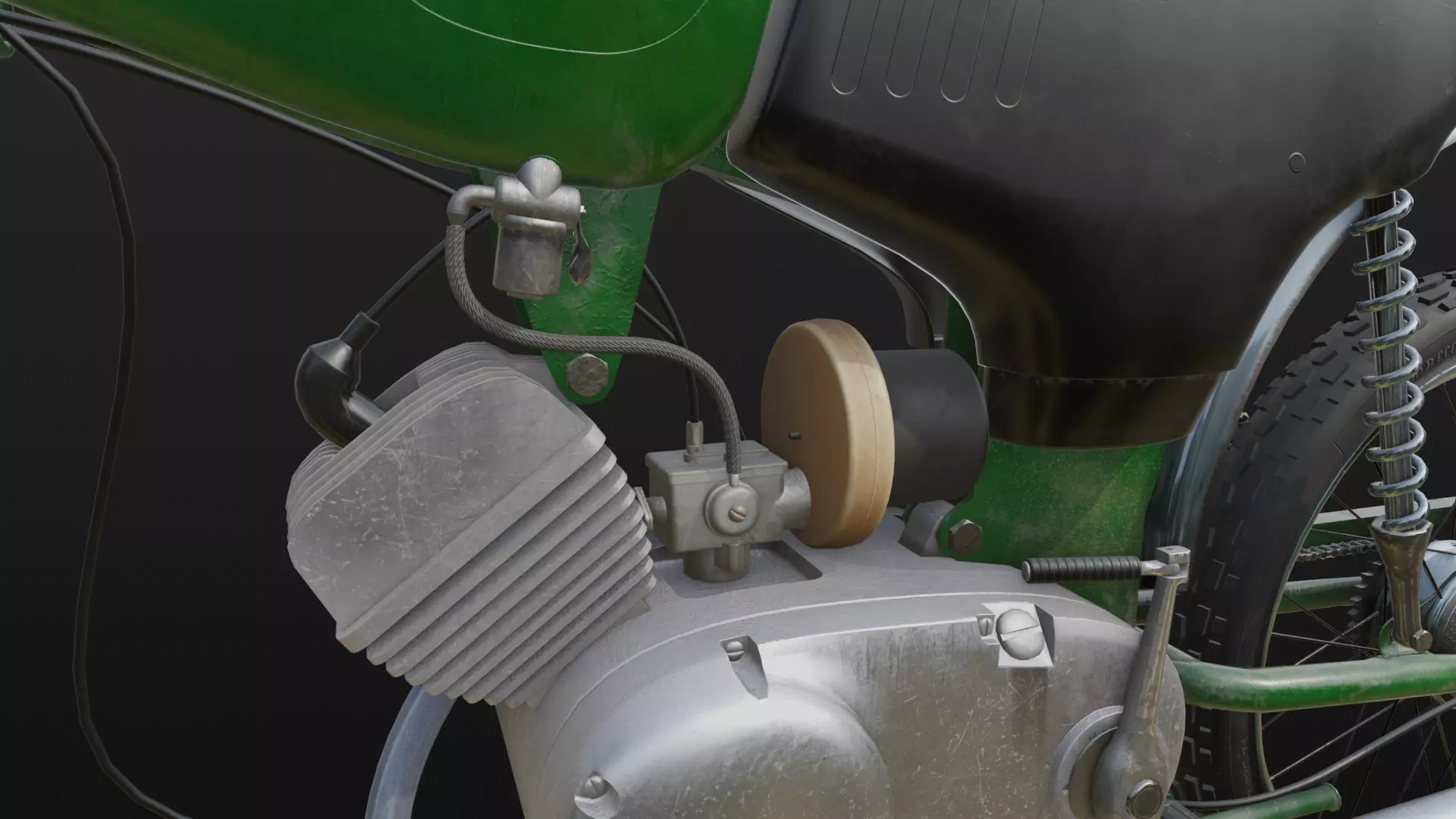 Soviet motorcycle Carpathians-2 Low-poly 3D model_7