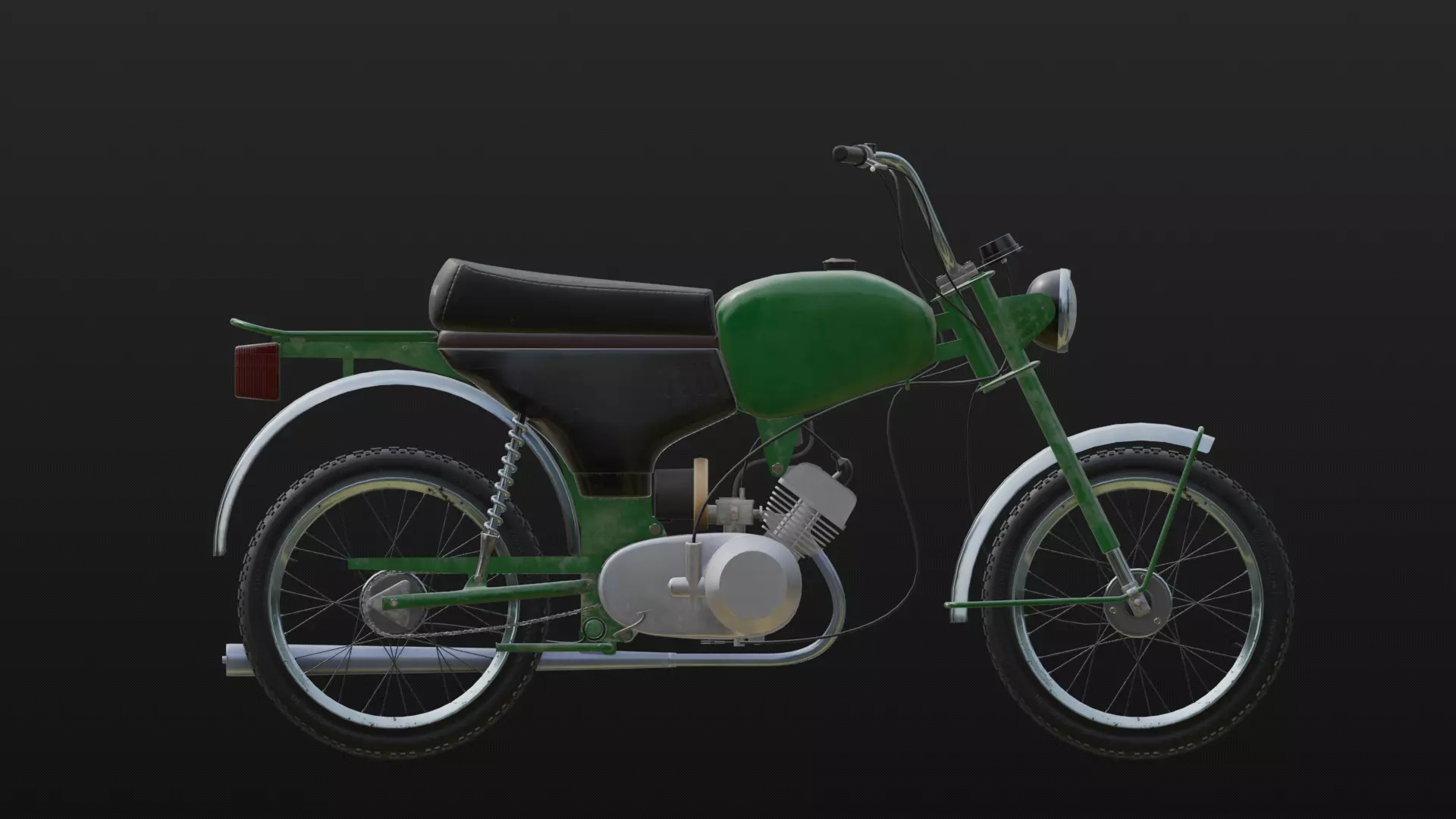 Soviet motorcycle Carpathians-2 Low-poly 3D model_13