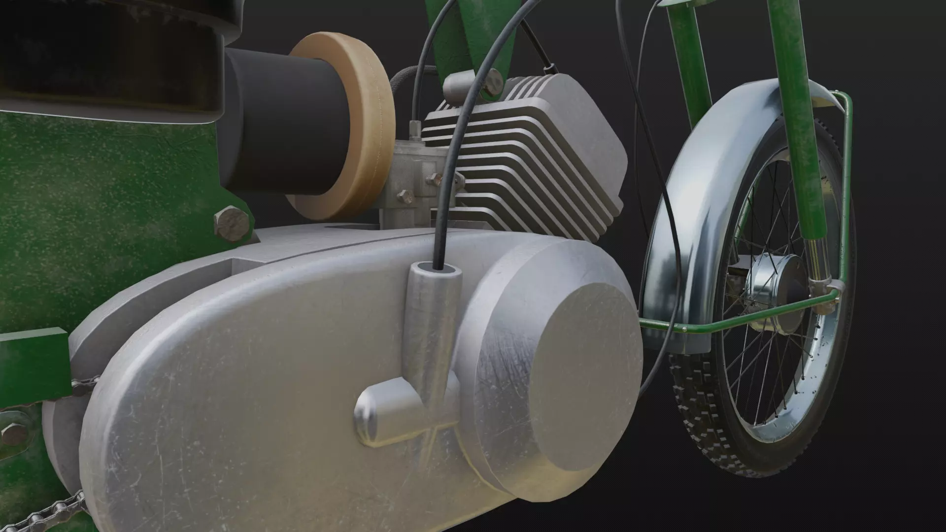 Soviet motorcycle Carpathians-2 Low-poly 3D model_4