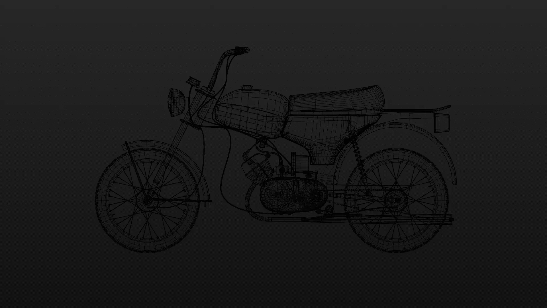 Soviet motorcycle Carpathians-2 Low-poly 3D model_5