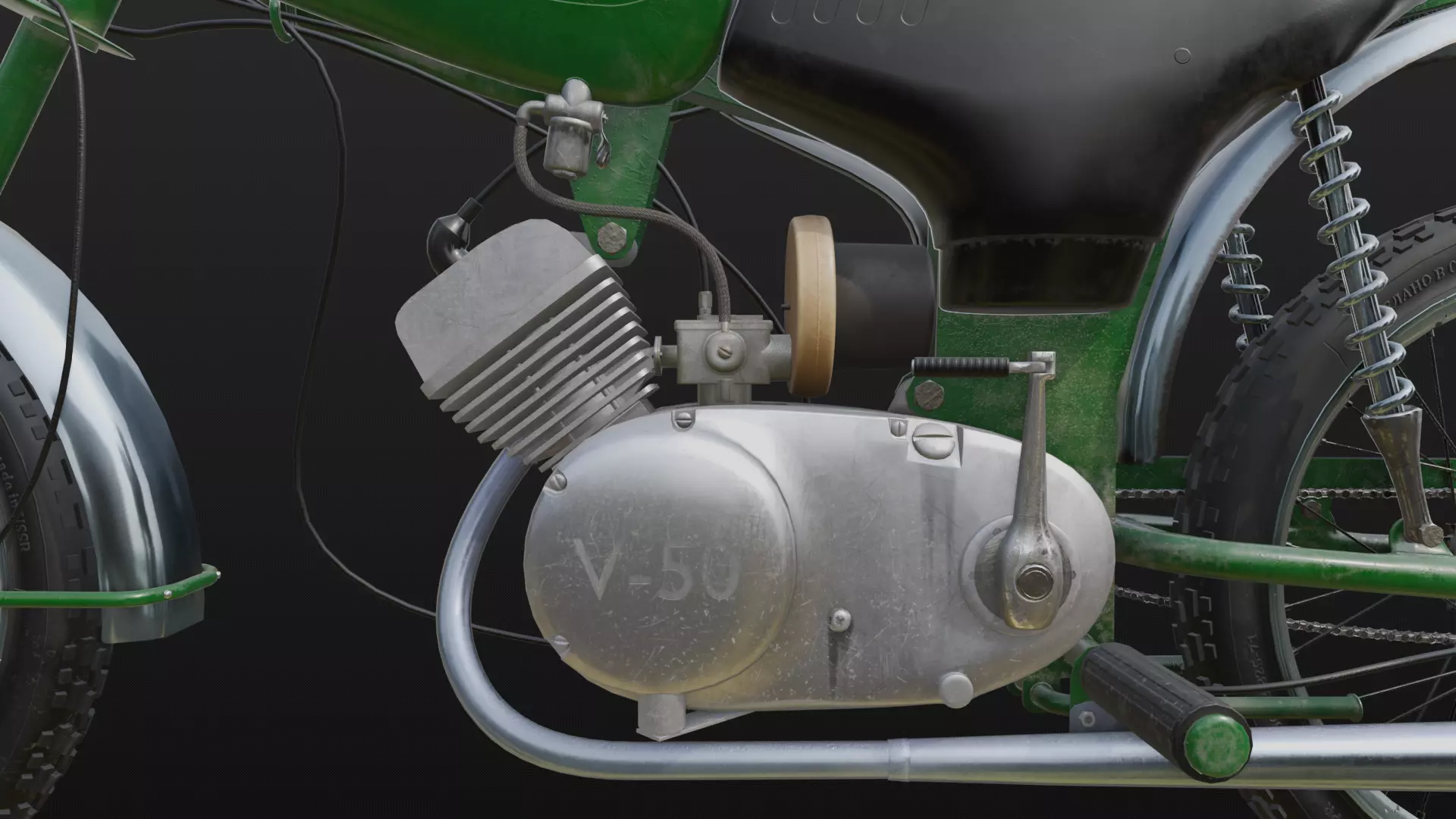 Soviet motorcycle Carpathians-2 Low-poly 3D model_3