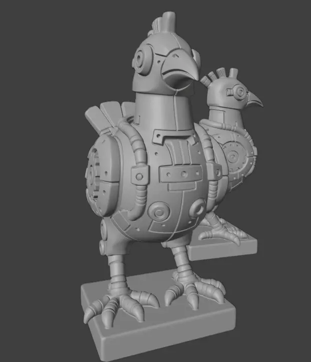 Industrial chicken Sculpture 3D print model_4