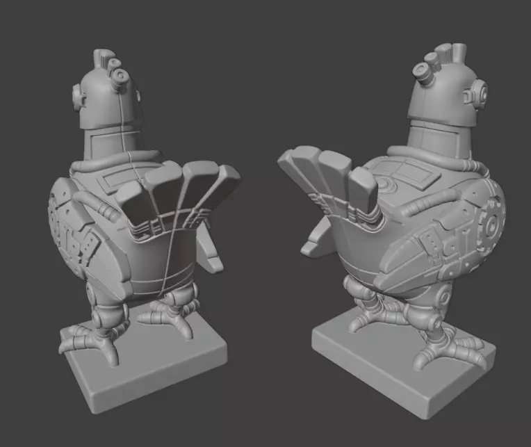 Industrial chicken Sculpture 3D print model_3