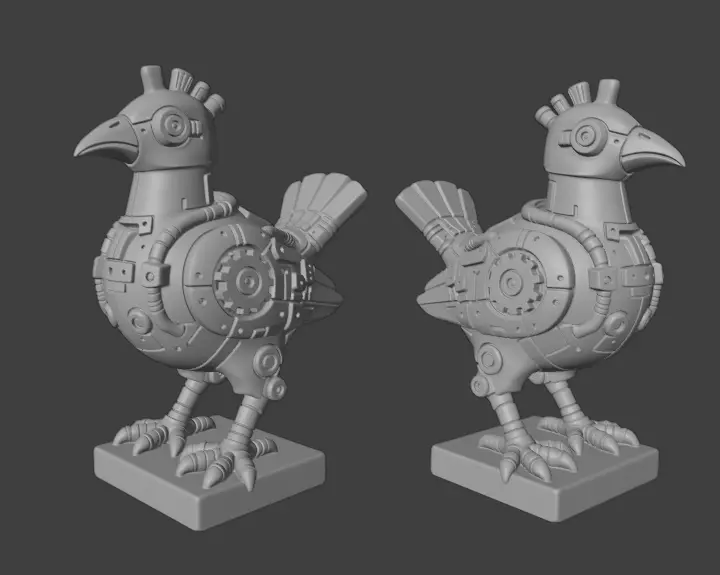 Industrial chicken Sculpture 3D print model_2