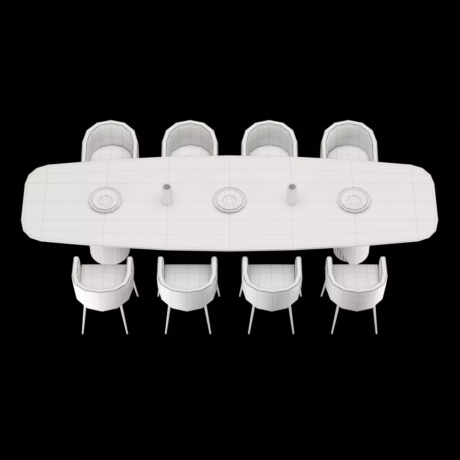 Modern dining table whith chair4 3D model_6