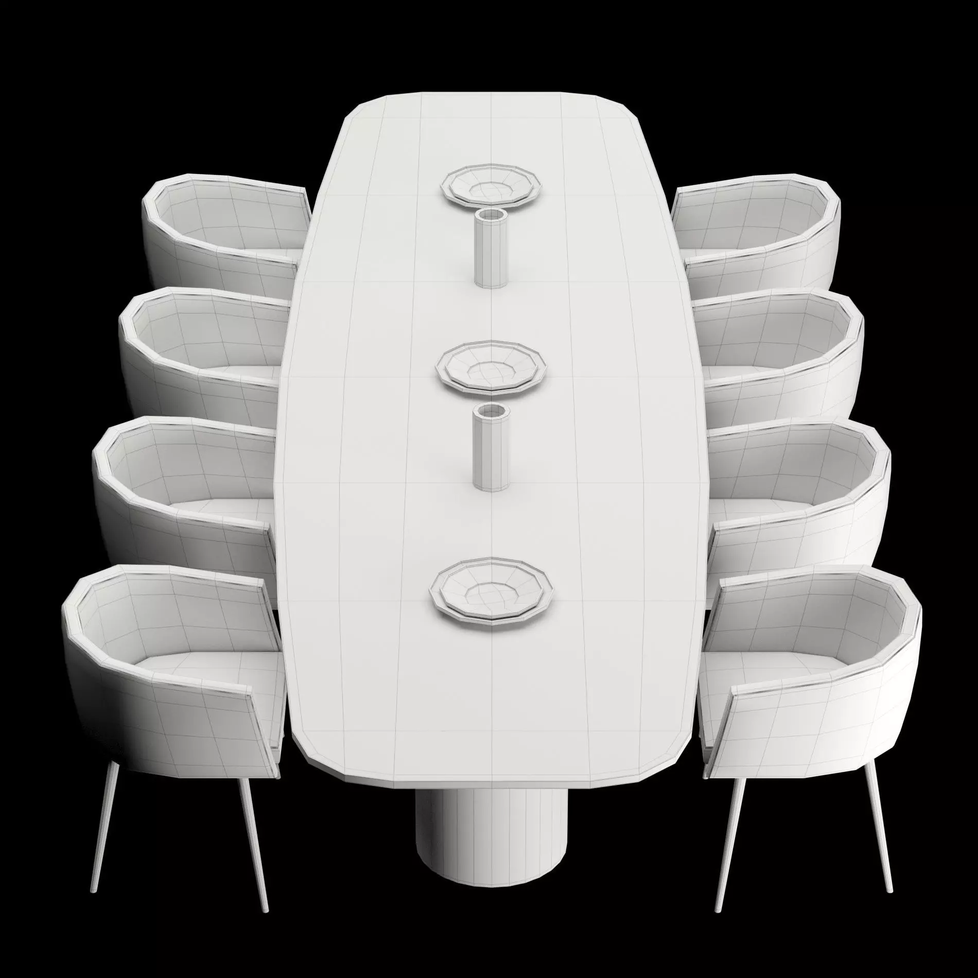 Modern dining table whith chair4 3D model_10